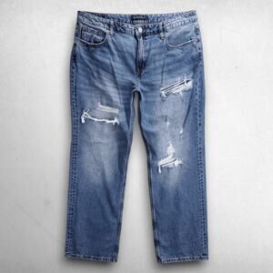 Aeropostale Low Rise 90s Baggy Jeans Distressed Recycled Cotton Women 16 Blue